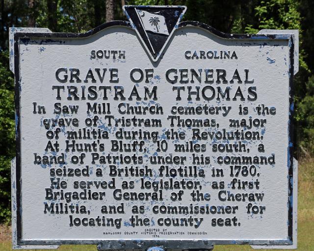 Grave of General Tristam Thomas/Saw Mill Baptist Church — photo 2